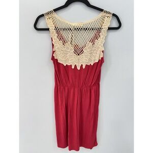 Tulle Anthropologie S Red Sleeveless Dress Lace Back Fit Flare Lightweight Read